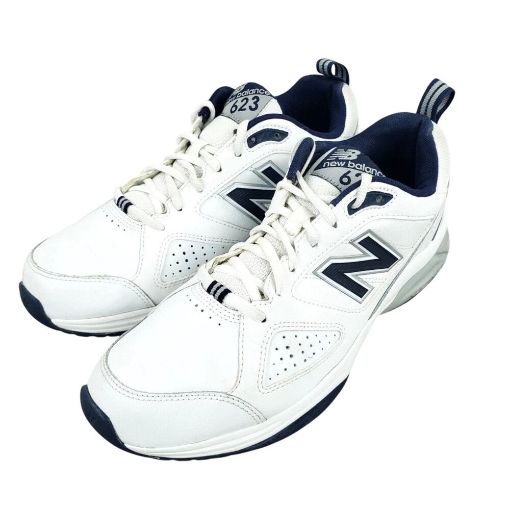 New Balance 623 Men's 10 D Walking Running Dad Shoes, White/Navy, MX623WN3 EUC